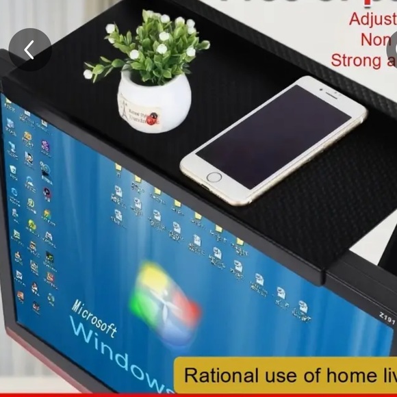 Electronic-TV/Computer Top Storage Shelf, Adjustable Monitor Rack/ Display - Picture 7 of 7